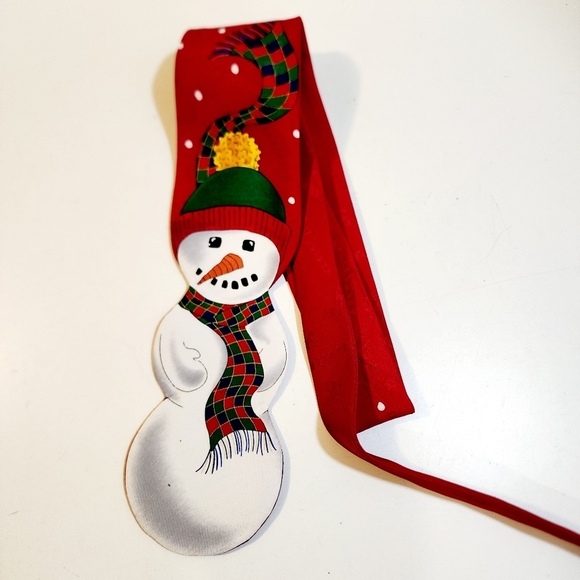 Jolly Holly Red Hollidays Christmas Snow Man Tie - Picture 6 of 8